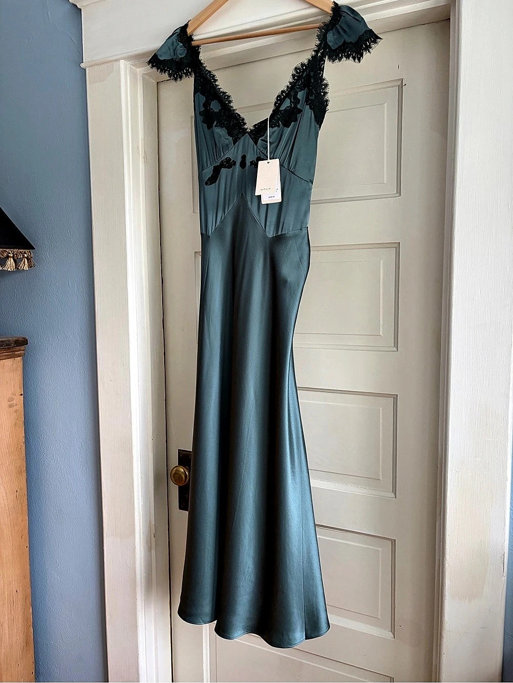 RARE Doen Fiona Dress Lace Trim Maxi Dress in Green Size XS - Picture 4 of 9